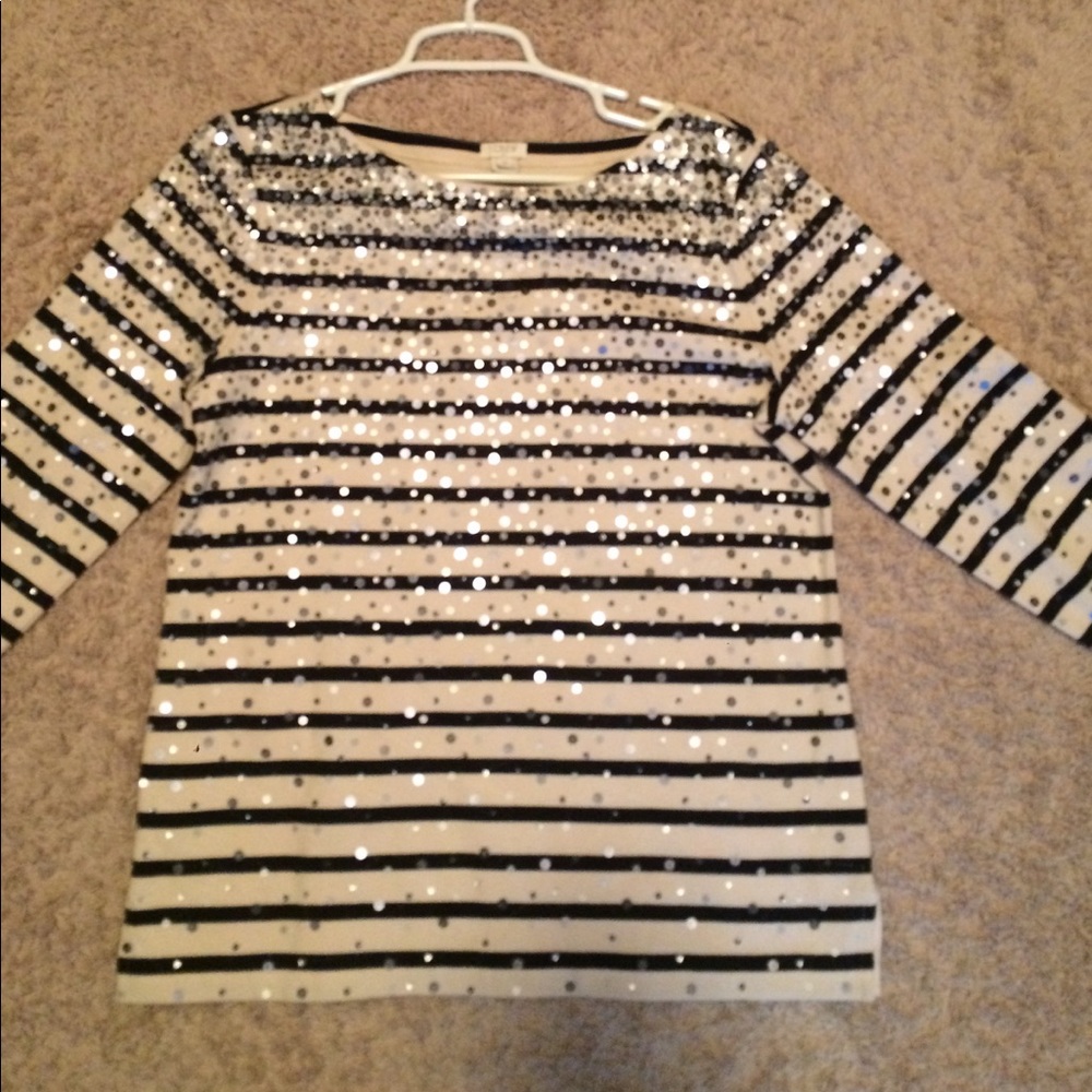 J. Crew stripe and sequin top